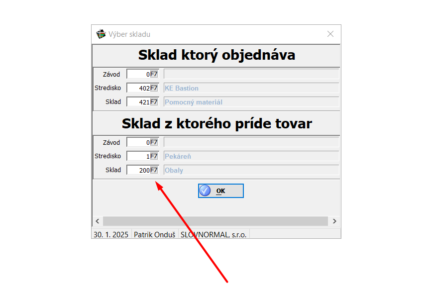 Výber skladu